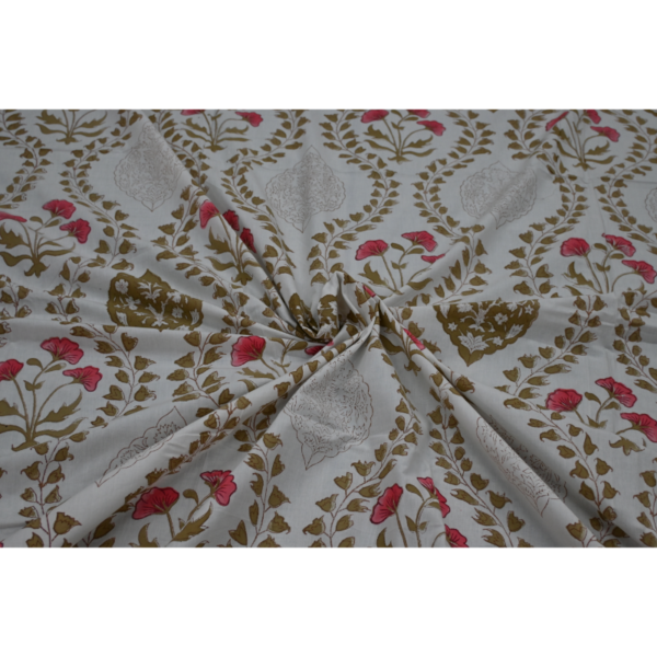 Hand Block Printed Bed Sheet and Pillowcase Set Fitted Bedsheet (queen)