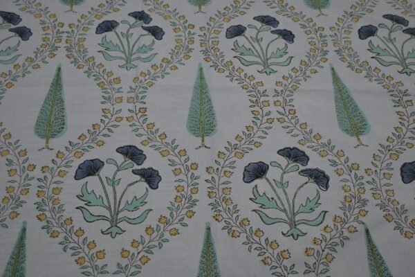 Hand Block Printed Bed Sheet and Pillowcase Set Fitted Bedsheet (queen)
