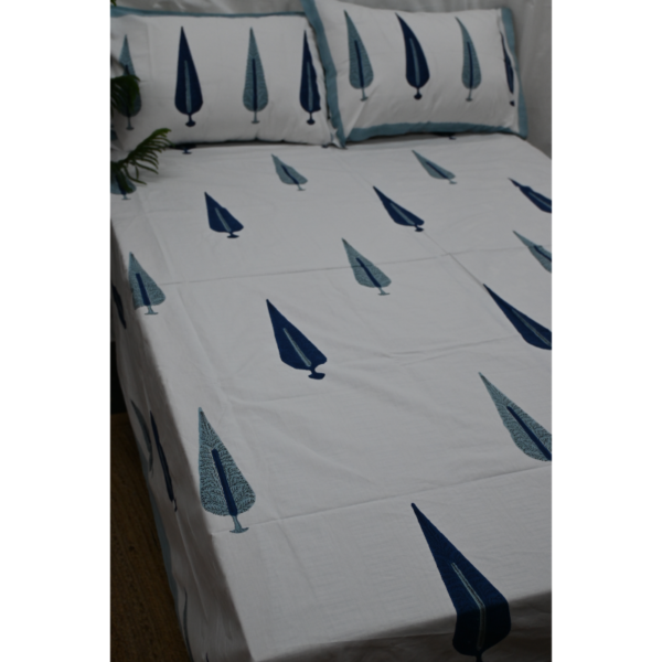 Hand Block Printed Bed Sheet and Pillowcase Set Fitted Bedsheet (queen)