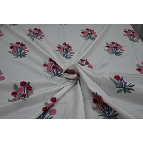 Hand Block Printed Bed Sheet and Pillowcase Set Fitted Bedsheet (queen)